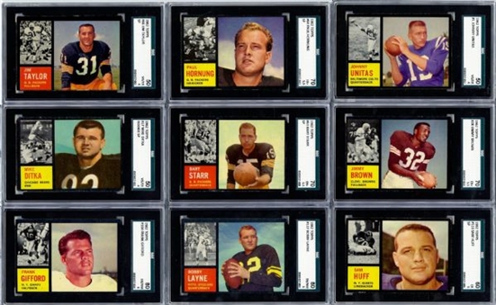 1962 Topps Football Complete Set of 176 Cards with 15 SGC Graded 